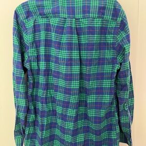 Men's Green and Blue Plaid Shirt